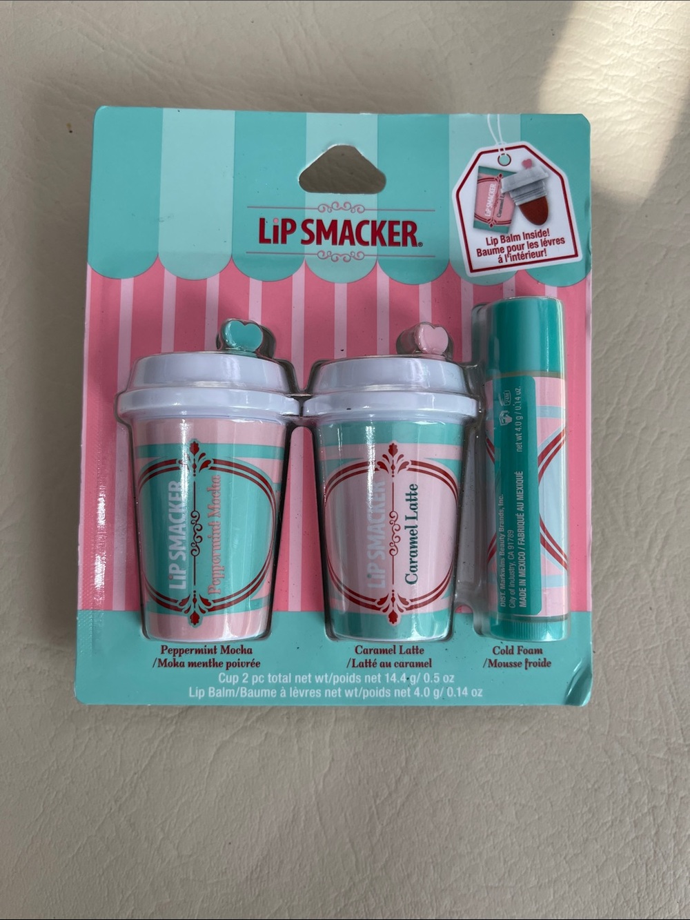 Lip‎ Smacker Café Lip Balm Set peppermint mocha/ Carmel Latte, cold foam